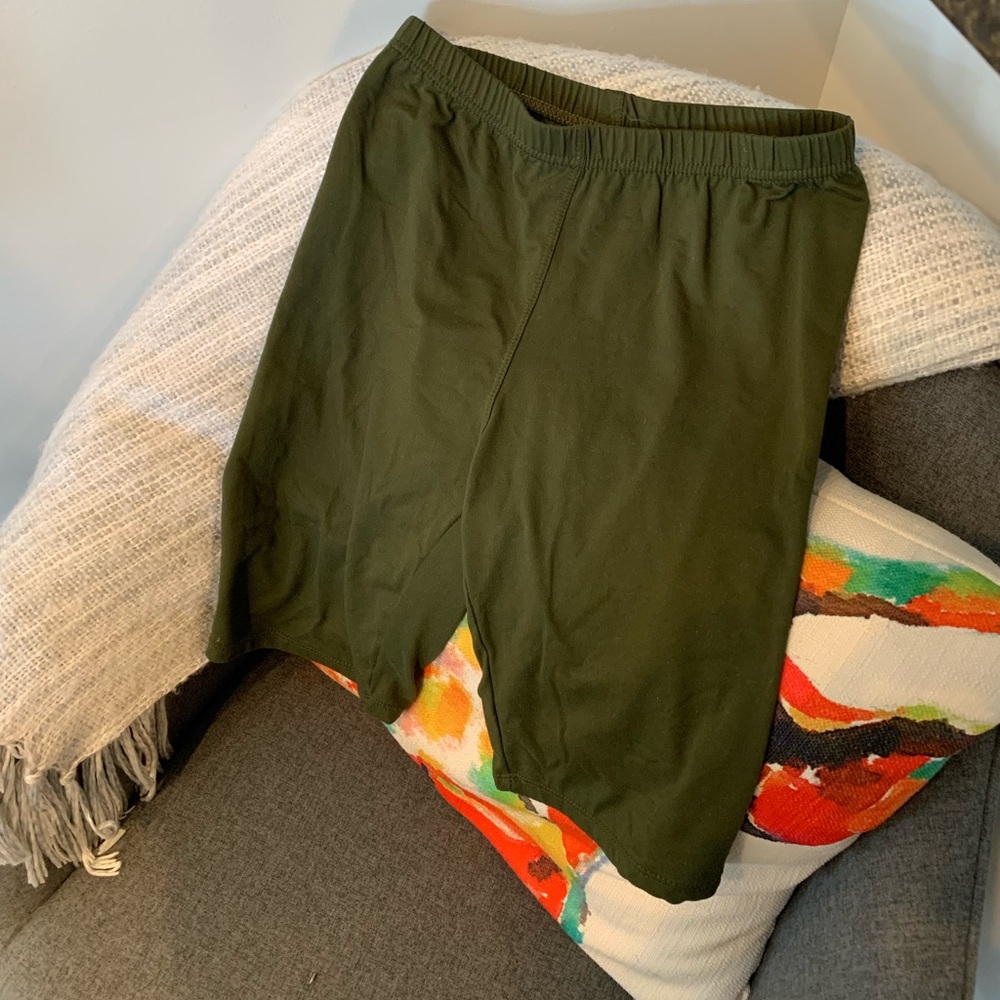 Army green biker shorts
